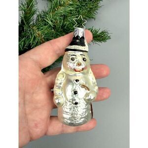Inge Glas Christmas Ornament Mercury Glass Snowman West Germany Vintage
